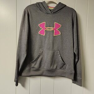 Under Armour Hoodie Large Pink And Gray UA Storm Semi Fitted Pullover